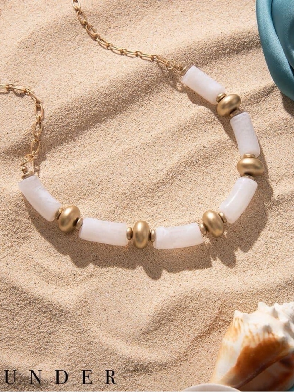 Plunder Gold and White Bead Necklace - Women's Jewelry